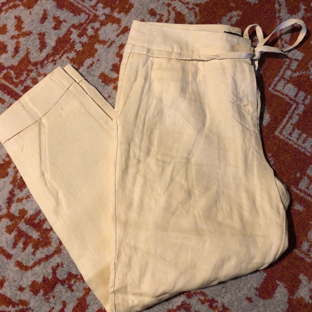 Yellow high waisted linen pants